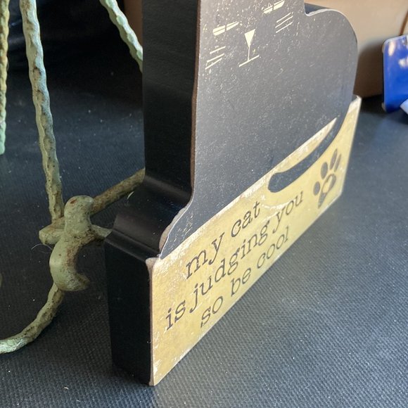 Wooden "My Cat is judging you so be cool" Cat Sign Chunky Sitter Cat Decor - Picture 2 of 3